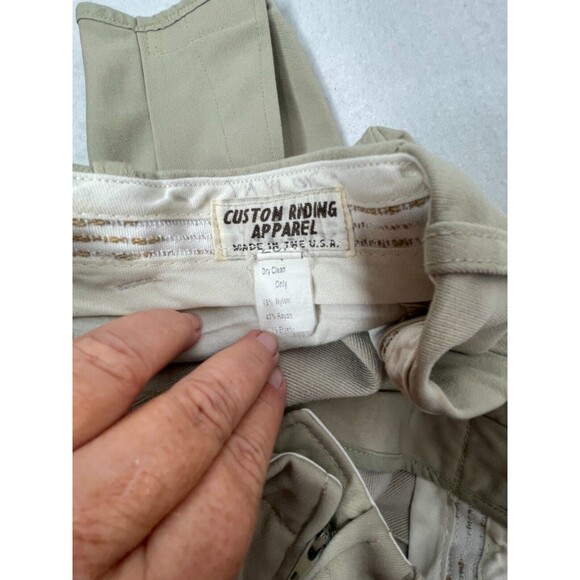 Custom Riding Women Size 28R Breeches Equestrian Crop Pants Tan Suede Patches - Picture 5 of 5